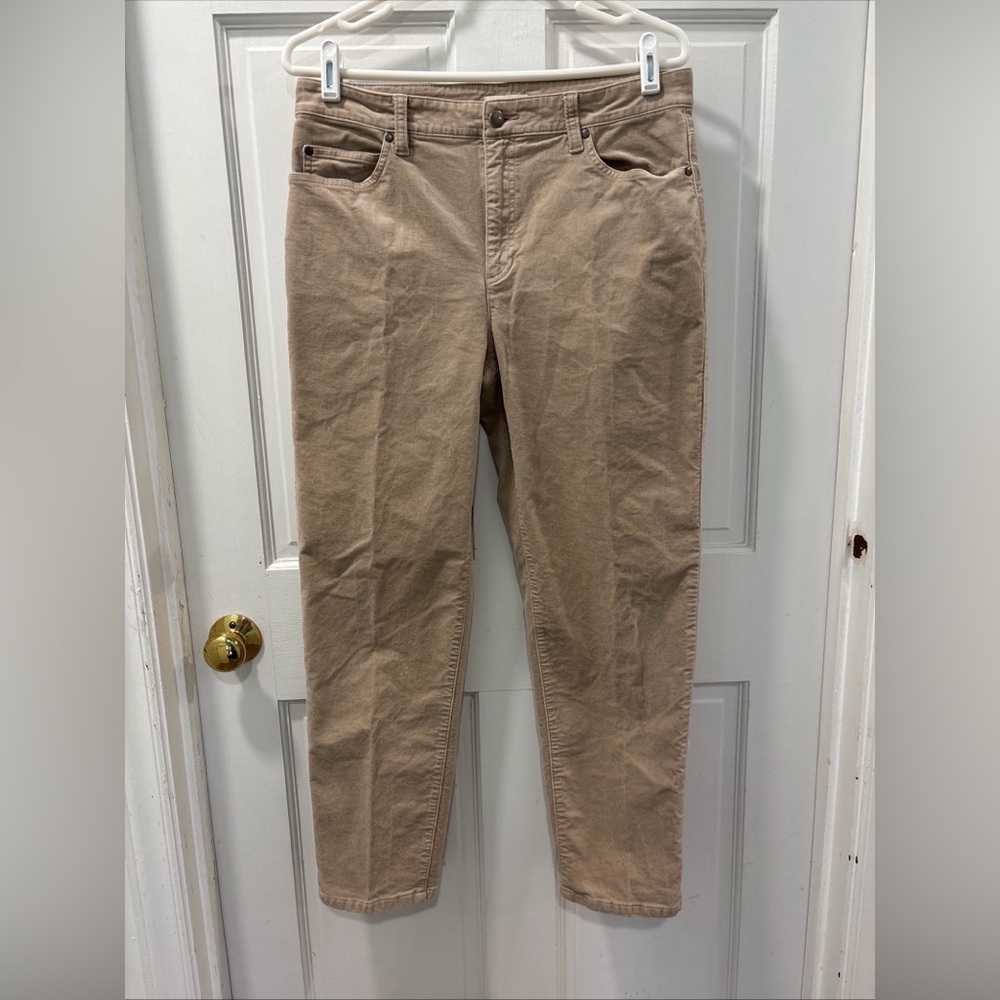 Eileen Fisher Women’s Straight Leg Brushed Organic Cotton Pants Size M Khaki EUC